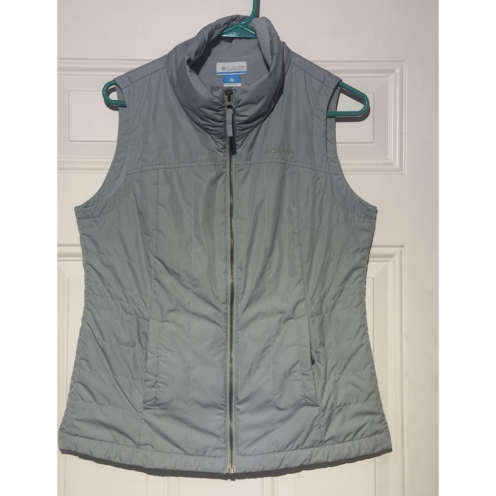 Columbia Women's Size M Gray Lined Full Zip Sleeveless Outdoor Vest XL1001